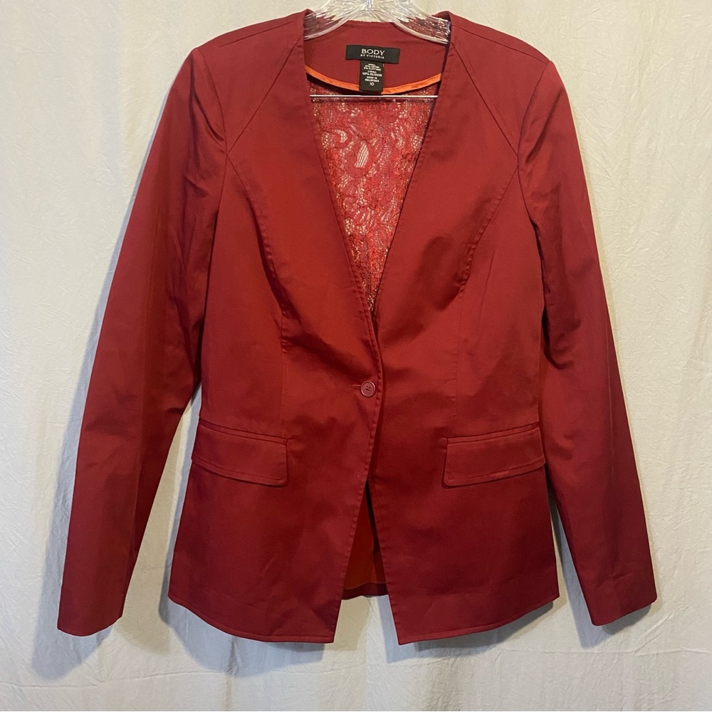 Maroon Body By Victoria Lace back blazer size 10